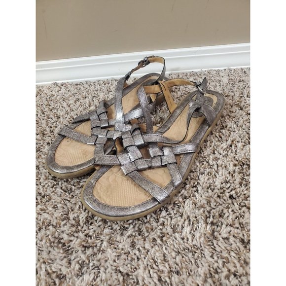 b. o. c. Silver Metallic Strappy Kesia Slingback Sandals Size 10M C64314 - Picture 1 of 9